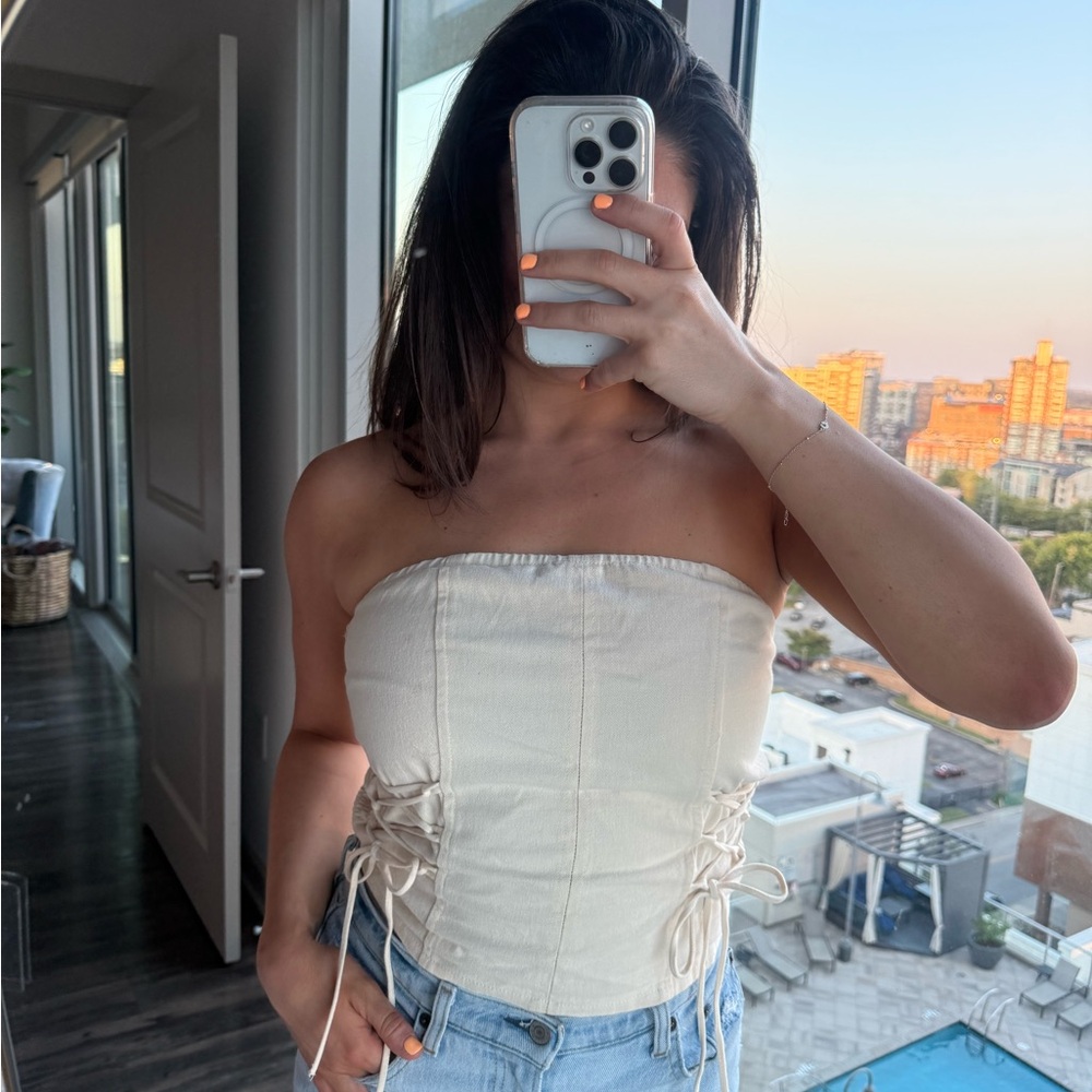 Cream Strapless Corset Top